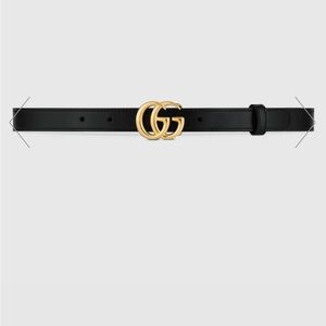 Gucci GG Marmont black leather Belt with Gold Buckle Women’s size 85 = 34” US